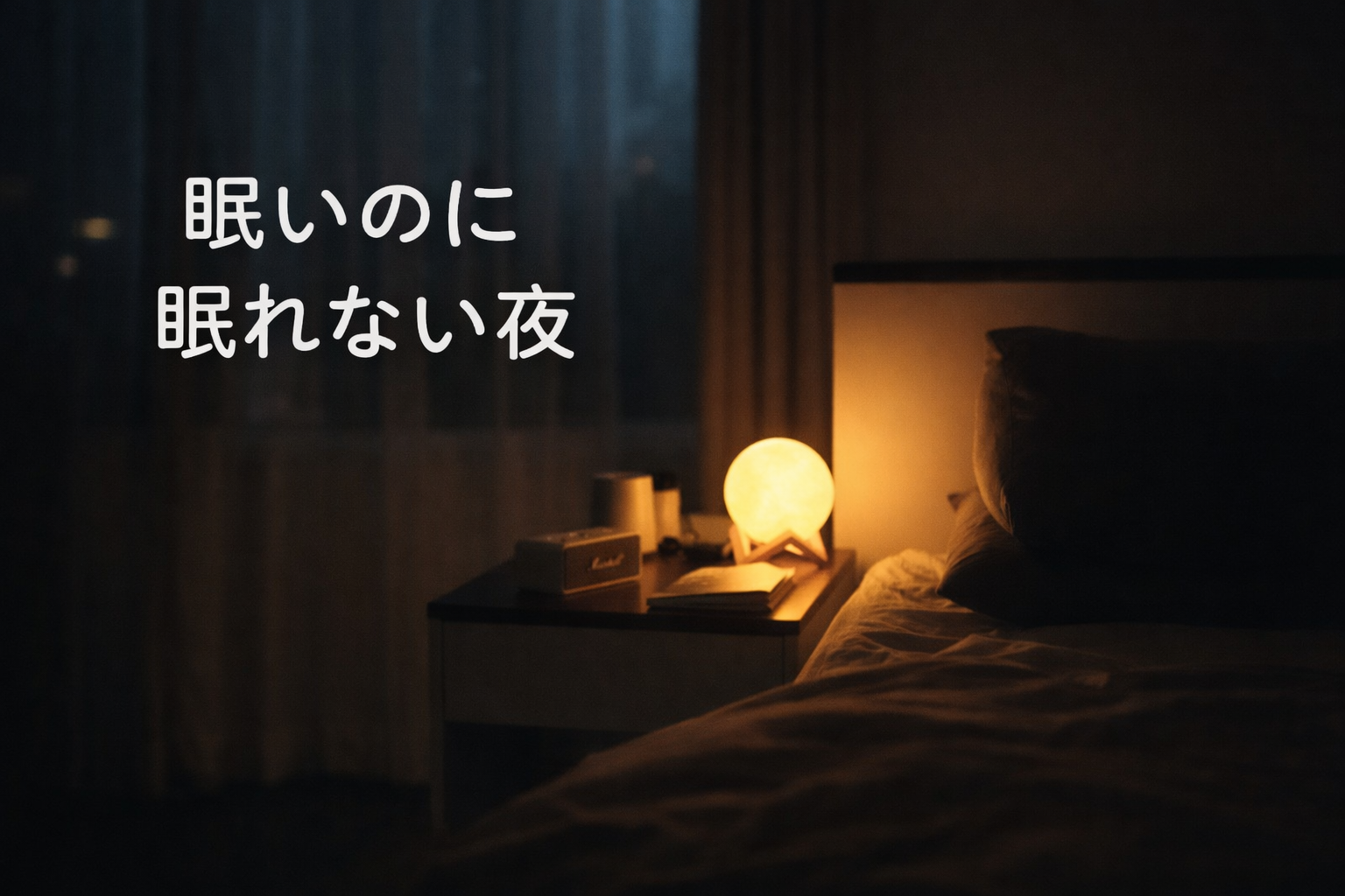 眠いのに眠れない夜の静かな部屋のイメージ